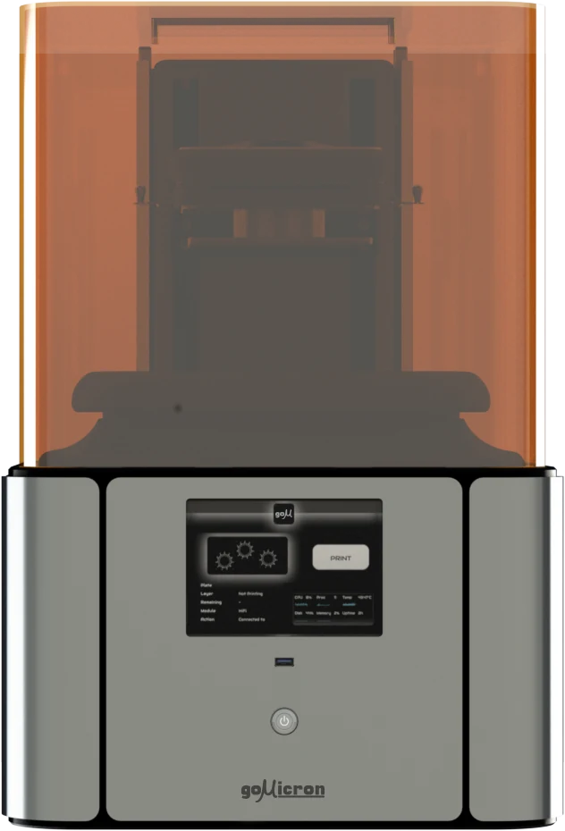 Gomicron resin 3D printer with an amber enclosure